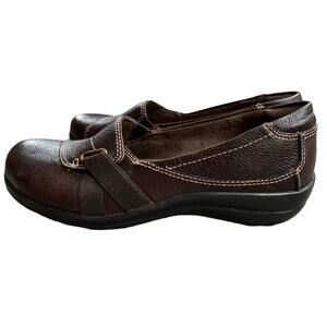Natural Soul Womens llena Loafer Brown Leather Slip On Size 6M Non Slip